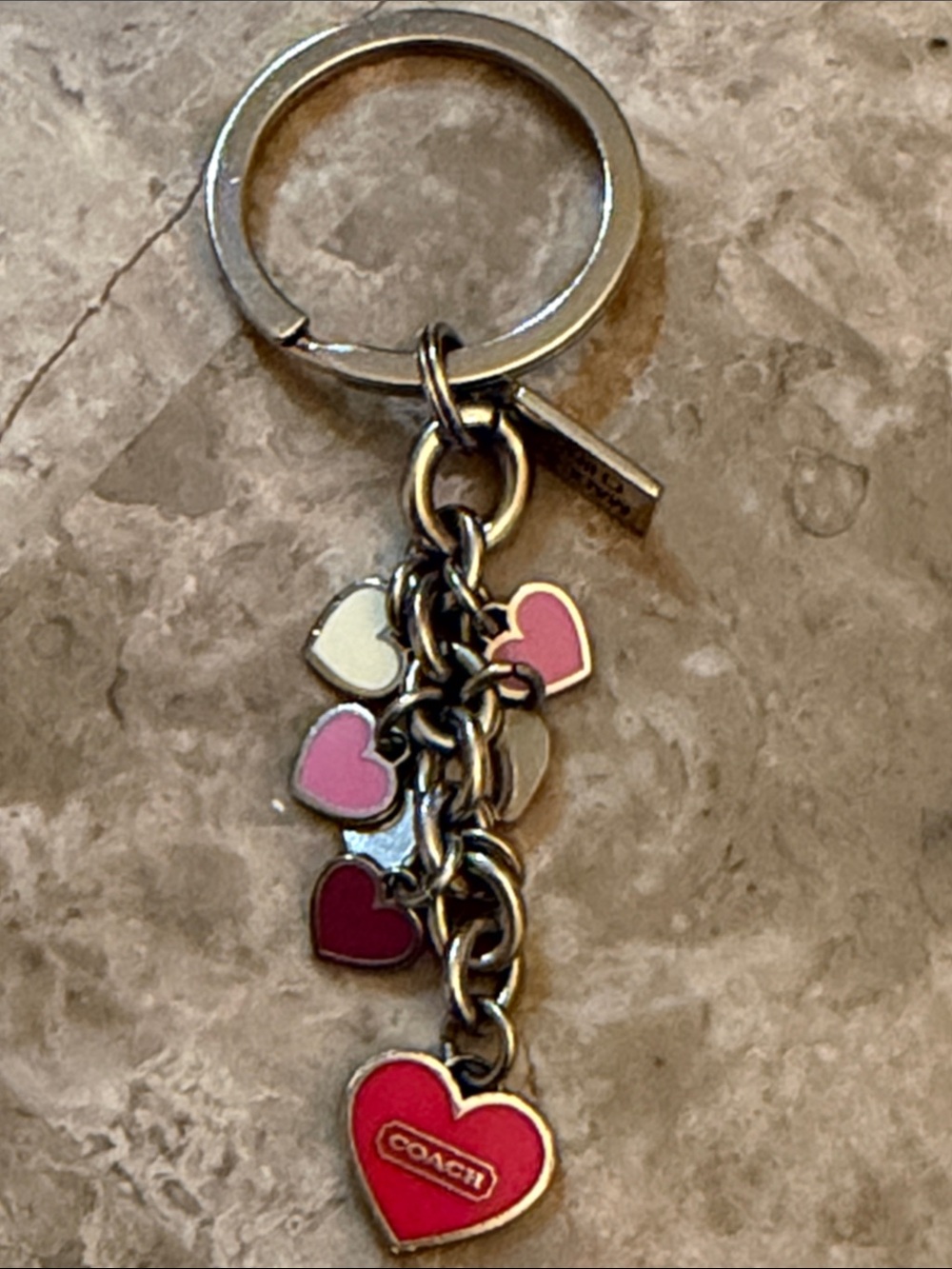 Coach Pink Multi-Heart Charm Key Ring HTF Y2K - Picture 4 of 10